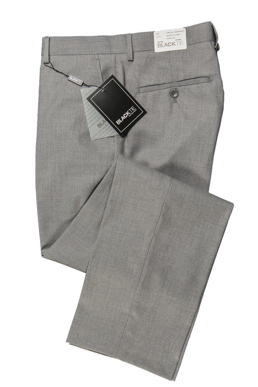 "Bradley" Heather Grey Luxury Wool Blend Suit Pants - Global thive