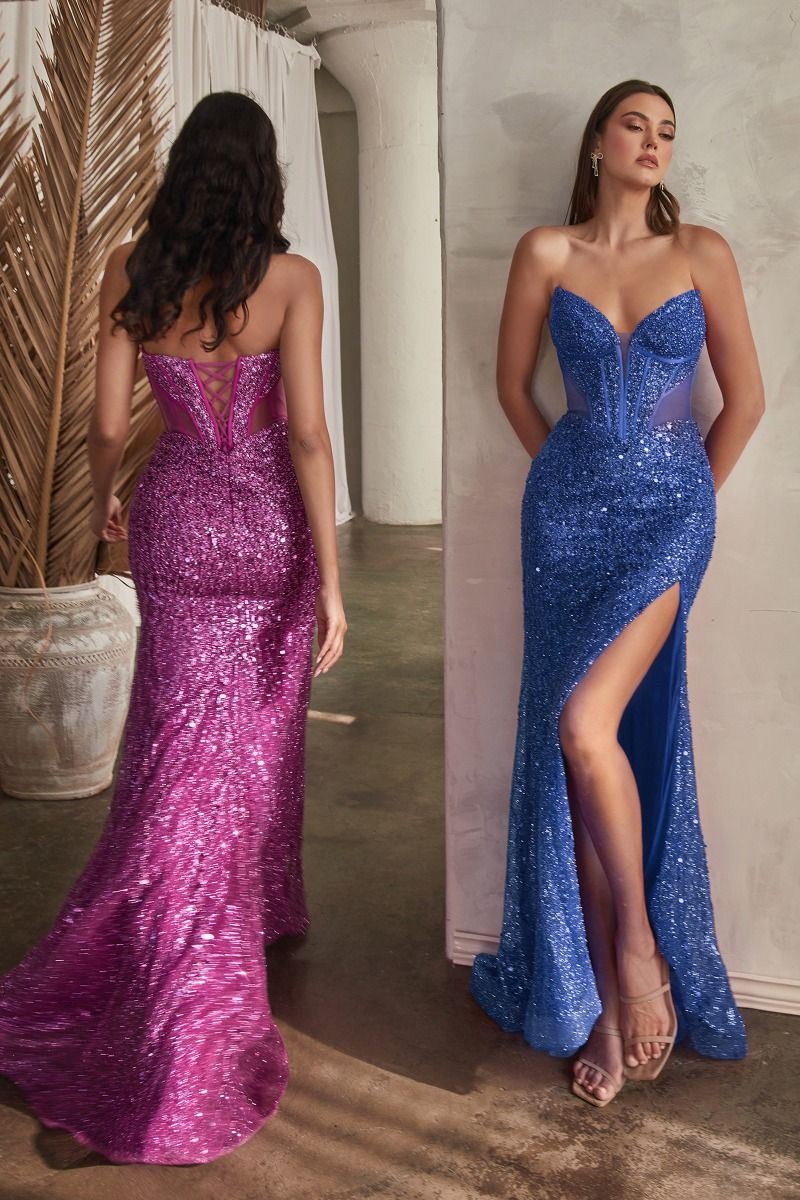 Embellished Strapless Gown - Global thive
