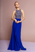 Jewel and Bead Embellished Long Dress with Back Cut Out - Global thive
