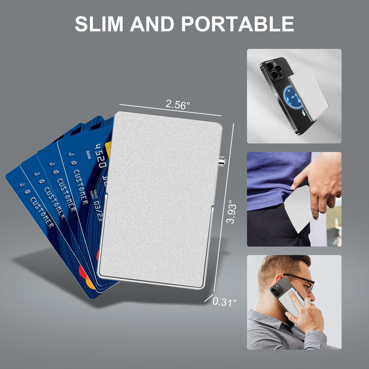 RFID Blocking Wallet Minimalist Slim Card Holder for Magsafe with Adjustable Stand, Metal Pop Up Magnetic Wallet for Men TOYFID - Global thive