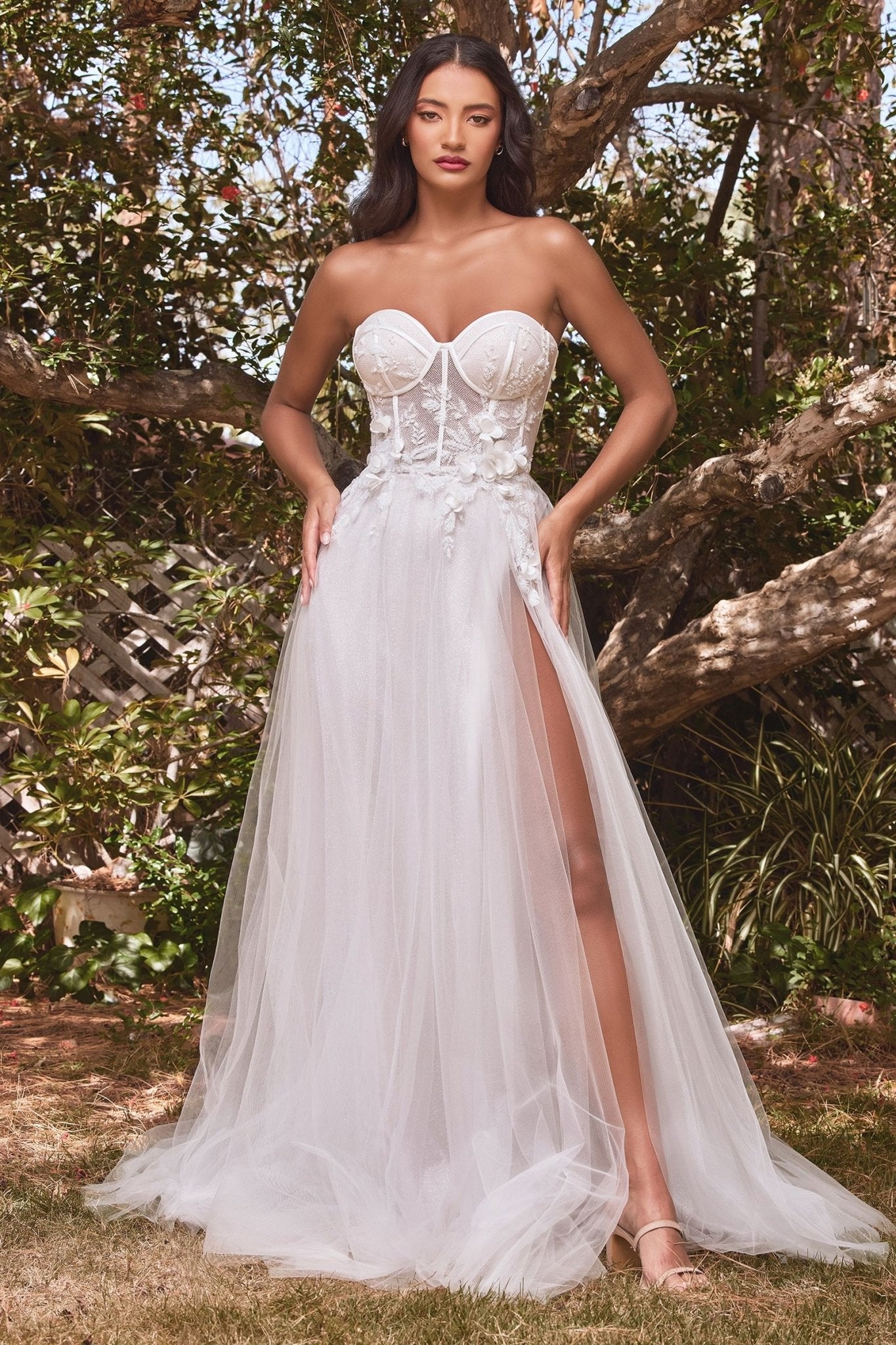 Strapless Floral Ball Gown Bridal - Global thive