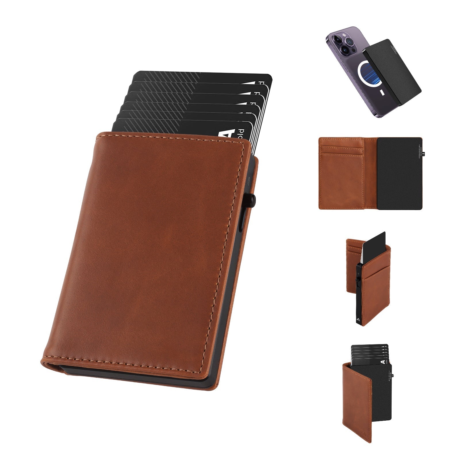 TOYFID Aluminum Alloy Wallet With Genuine Leather Cover Men's Billfolds - Global thive