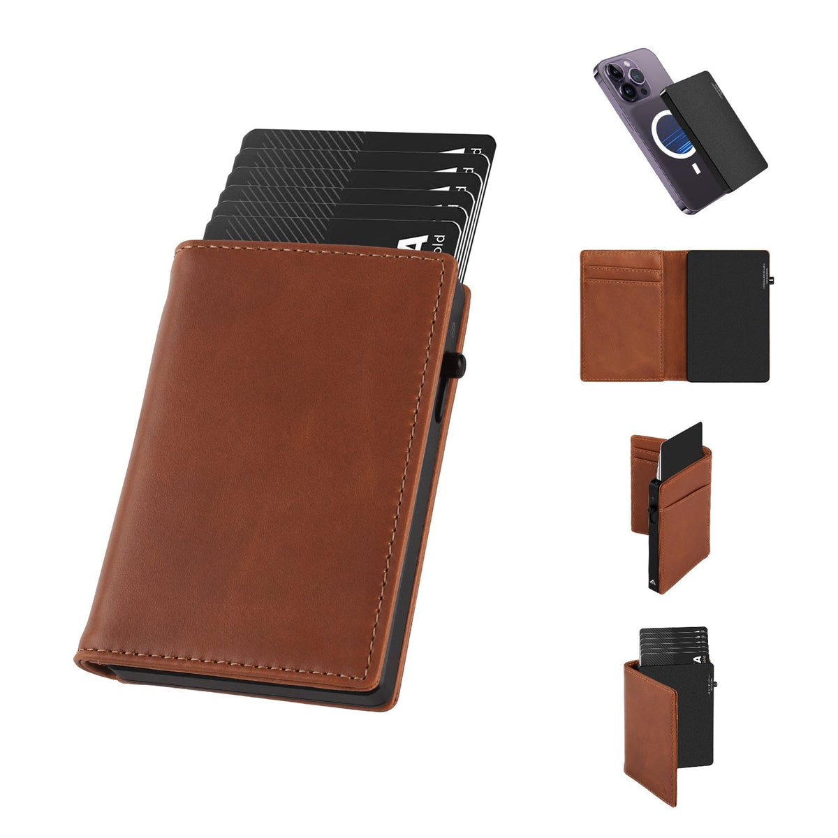 TOYFID Aluminum Alloy Wallet With Genuine Leather Cover Men's Billfolds - Global thive