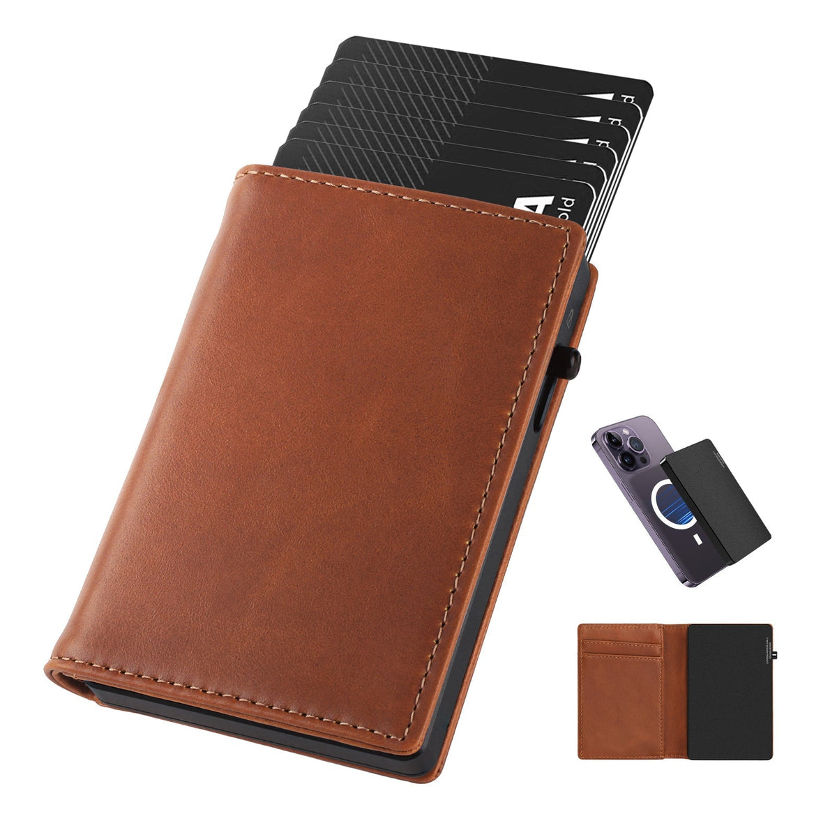 TOYFID Aluminum Alloy Wallet With Genuine Leather Cover Men's Billfolds - Global thive