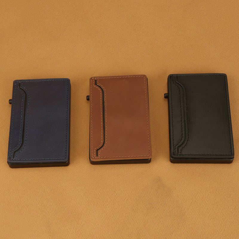 TOYFID Wallet With PU Leather Cover,Aluminum Alloy Pop Up Wallet Holder Card - Global thive